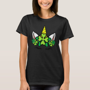 Camiseta Crianças Unicorn Face Shamrock Rua Patrick Day Tod