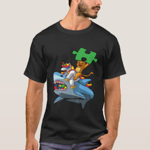 Camiseta Crianças Unicorn Gato Ancestrando Autismo de Tubar