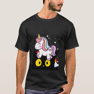 Camiseta Crianças Unicórnio Montando Gato Mulheres Dia das 