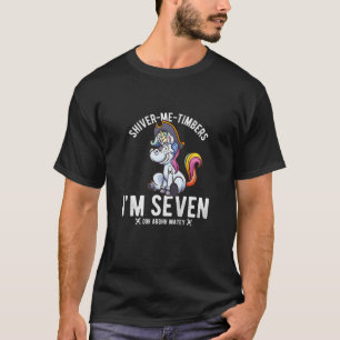 Camiseta Crianças Unicórnio Pirata 7 Anos Aniversário de