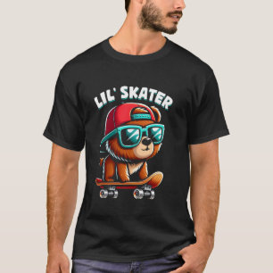 Camiseta Crianças Urso Marrom Num Skate Meninos Skate