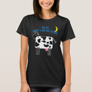 Camiseta Crianças Vaca Lua Moo Moo Recusou-se a Saltar Sobr