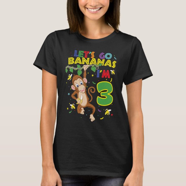 Camiseta Crianças, Vamos de macaco, aniversário de 3 anos Z (Frente)
