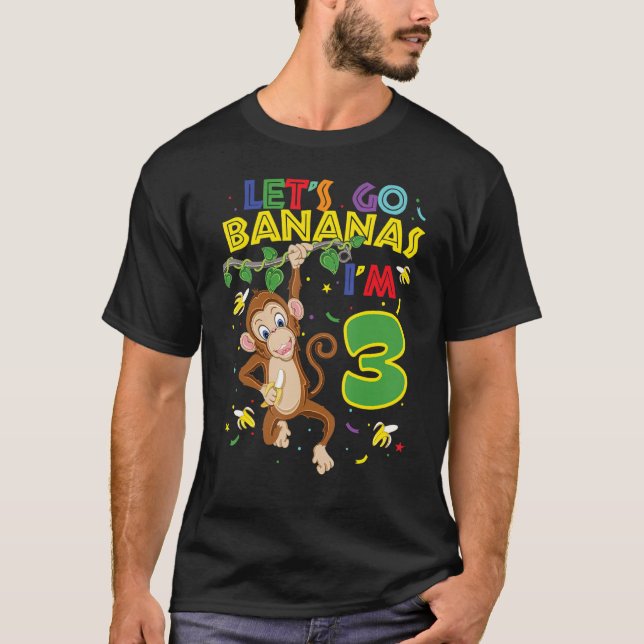 Camiseta Crianças, Vamos de macaco, aniversário de 3 anos Z (Frente)
