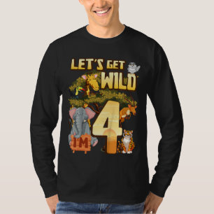 Camiseta Crianças Vamos Sejam Selvagens Sou 4 Animais do Zo