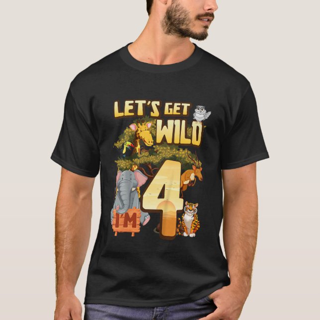 Camiseta Crianças Vamos Sejam Selvagens Sou 4 Animais do Zo (Frente)