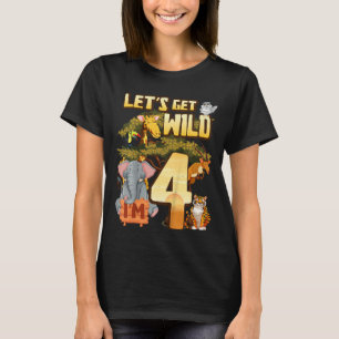 Camiseta Crianças Vamos Sejam Selvagens Sou 4 Animais do Zo