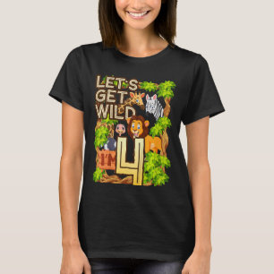 Camiseta Crianças Vamos Sejam Selvagens Sou 4 Animais do Zo