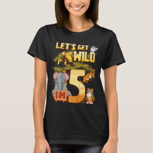 Camiseta Crianças Vamos sejam selvagens sou 5 Animais do Zo