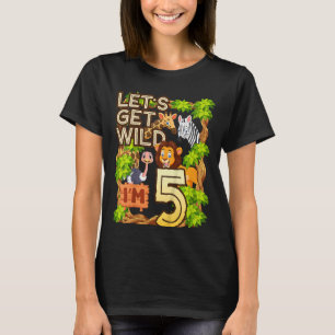 Camiseta Crianças Vamos sejam selvagens sou 5 Animais do Zo
