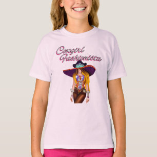 Camiseta Crianças vestes Ocidentais, Cowgirl com Cowgirl Ha