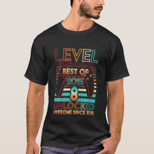 Camiseta Crianças Vintage Desbloqueado Nível 8 Vídeo Jogo R