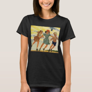 Camiseta Crianças Vintage, Meninas Divertidas Roda