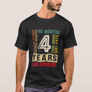 Camiseta Crianças Vintage Retro 4º Aniversário Fato 4 Anos