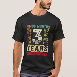 Camiseta Crianças Vintage Retro aniversário de 3 anos Out