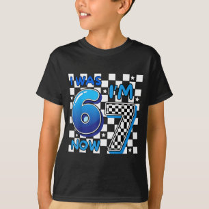 Camiseta Crianças xadrez azul eu tinha 6 agora tenho 7 dive