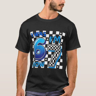 Camiseta Crianças Xadrez Azul Eu tinha 6 anos agora tenho 7