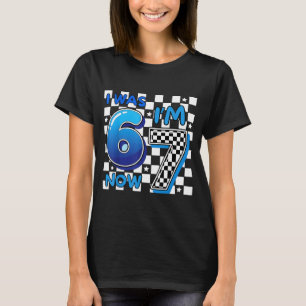 Camiseta Crianças Xadrez Azul Eu tinha 6 Estou com 7 Divert