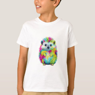 Camiseta Criançasouriço-pintura-com respingos-de-arco-íris