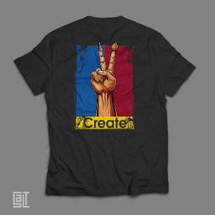 Camiseta Criar Arte Mão Sinal de Paz Inspirador