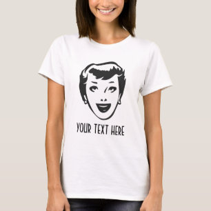CAMISETA CRIAR SUA PRÓPRIA SENHORA FELIZ RETRO CABEÇA