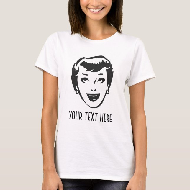 CAMISETA CRIAR SUA PRÓPRIA SENHORA FELIZ RETRO CABEÇA (Frente)