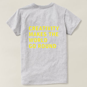 Camiseta Criatividade Citando Tipografia Amarela Impressão