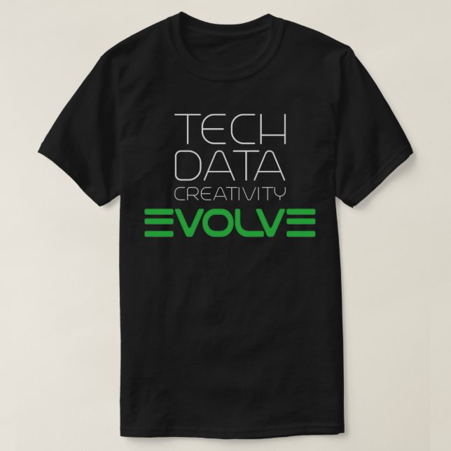 Camiseta Criatividade de dados técnicos evolui eletricament (Frente do Design)
