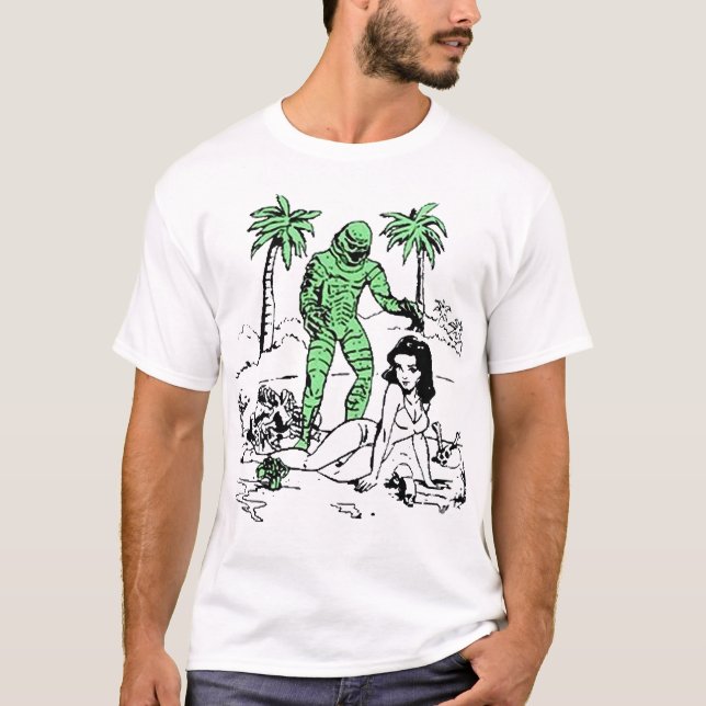 Camiseta Criatura Da Alta Qualidade Da Arte Da Lagoa Negra (Frente)