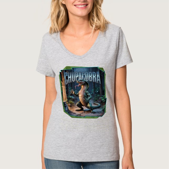 Camiseta Criatura de Combo Fotográfico Chupacobra Engraçada (Frente)