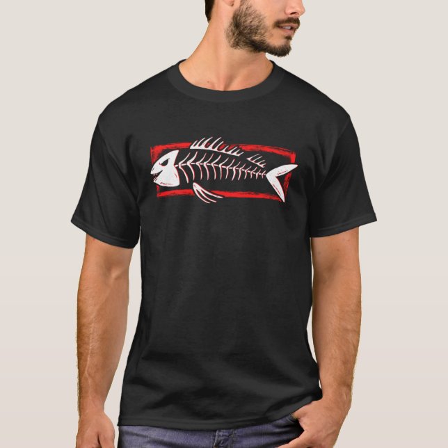 Camiseta Criatura de Ossos de Esqueleto de Peixe (Frente)