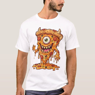 Camiseta Criatura de Pizza Derretendo Ilustração Divertida