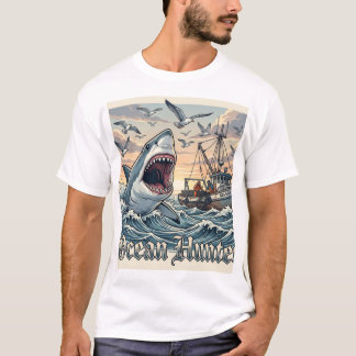 Camiseta criatura do oceano tubarão branco grande