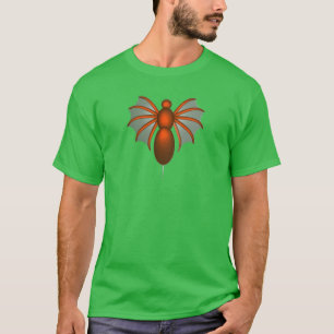 Camiseta Criatura Gráfica Abstrata de Morcego Laranja-Verme
