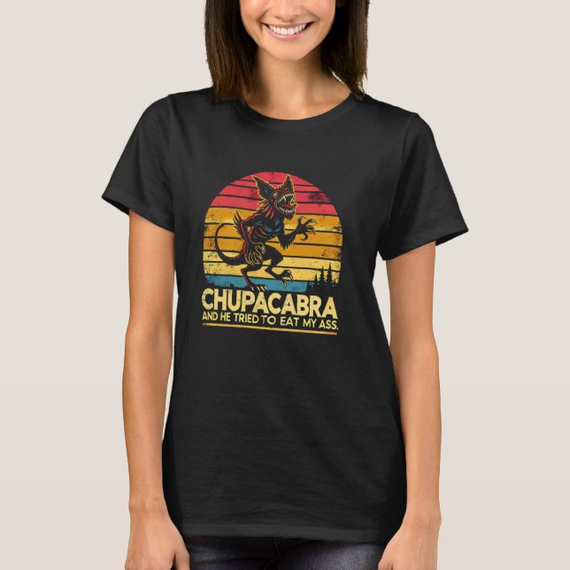 Camiseta Criatura Lendária Chupacabra Criptografia Mítica D (Frente)