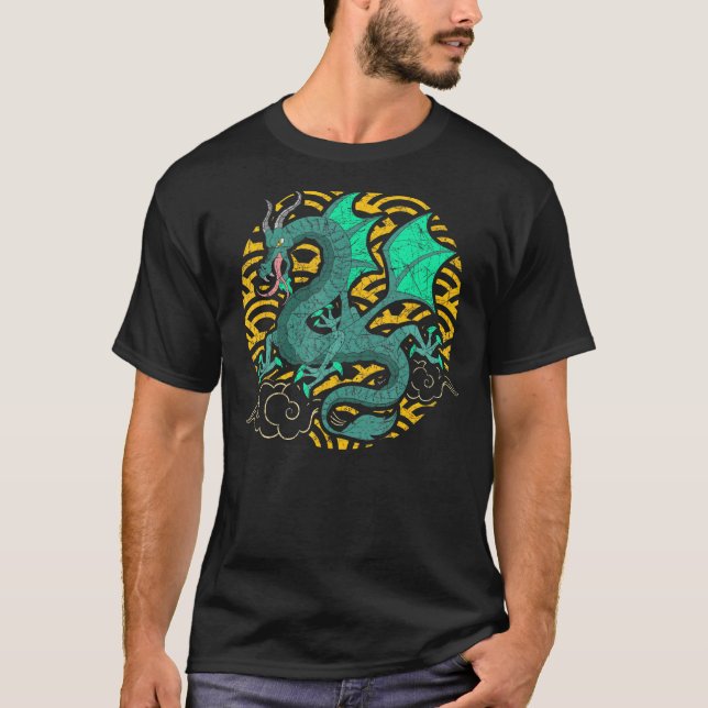 Camiseta Criatura mítica da cultura asiática fantasia chinê (Frente)