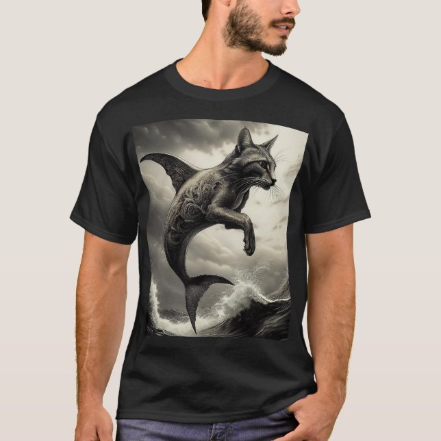 Camiseta Criatura Mítica De Peixes Gatos (Frente)