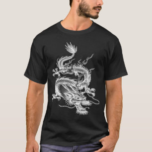 Camiseta Criatura Mítica Dragão Branco Chinês