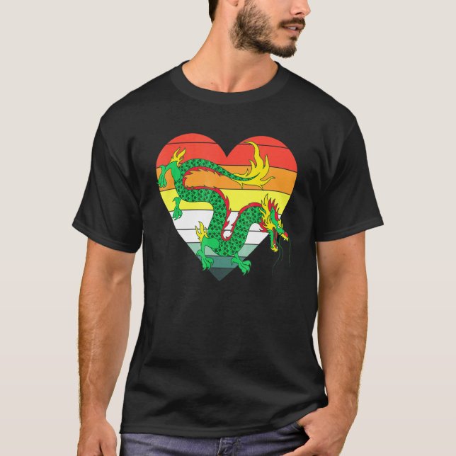 Camiseta Criatura Mítica Retro-Coração - Cultura Asiática C (Frente)