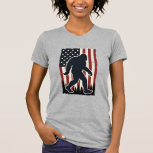 Camiseta Criatura Patriótica da Vida Selvagem Bandeira Vint