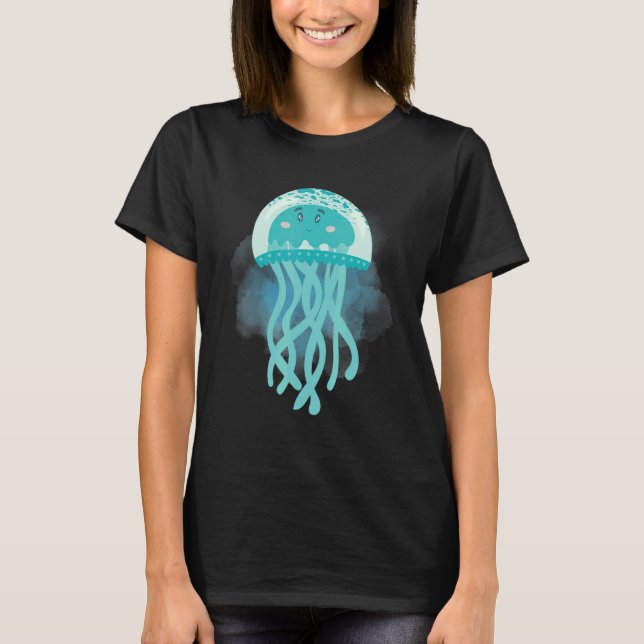 Camiseta Criaturas de águas-vivas do oceano profundo e vida (Frente)