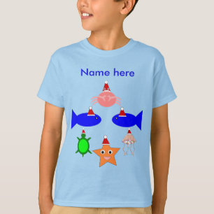 Camiseta Criaturas do Mar de Natal Crianças Personalizadas