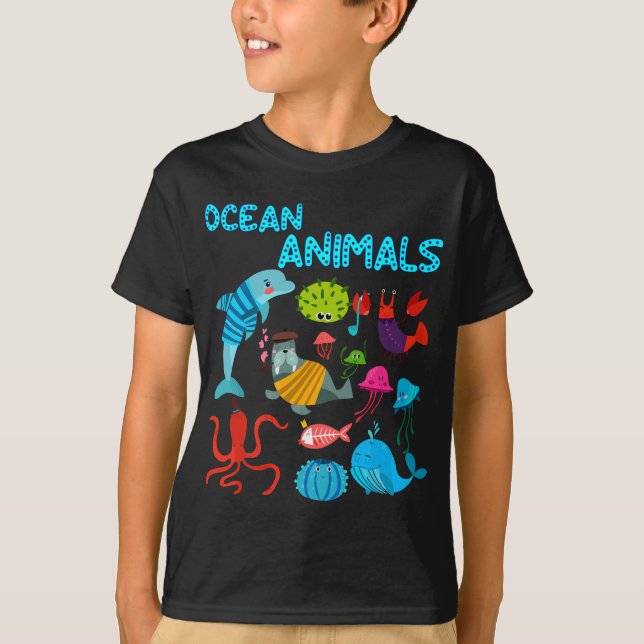 Camiseta Criaturas marinhas de animais marinhos sob a doaçã (Frente)