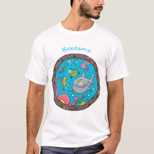 Camiseta Criaturas marinhas engraçadas desenho de desenhos 