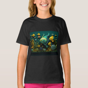 Camiseta Criaturas marinhas fantásticas e coloridas
