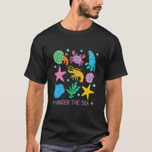 Camiseta Criaturas Marinhas Fofas Caranguejo Estrela-do-Mar
