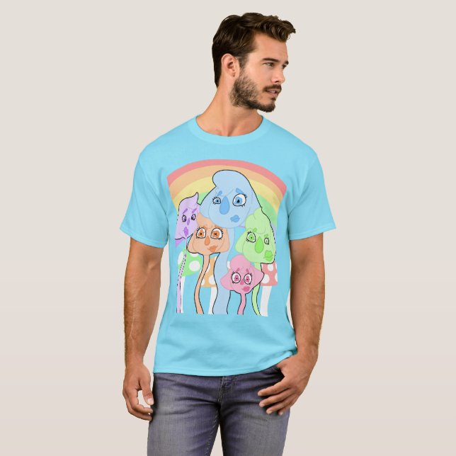 Camiseta Criaturas Whimsical Coloridas (Frente Completa)