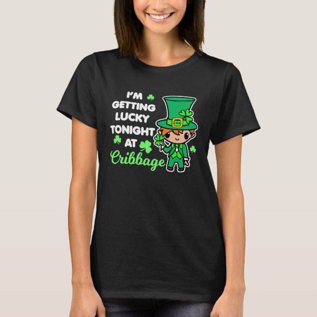 Camiseta Cribbage St Patrick's Day Leprechaun Saying Card G (Frente)