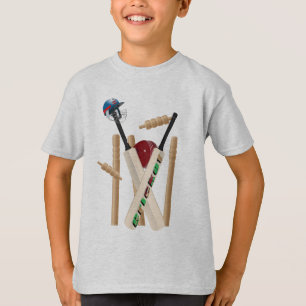 Camiseta Cricket Ball Stumps Design,