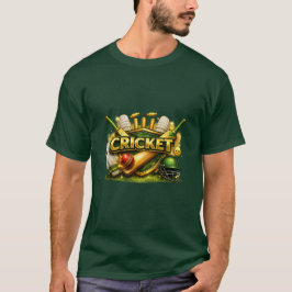 Camiseta Cricket Bastão Bola Escudo Gráfico Esportes Amante